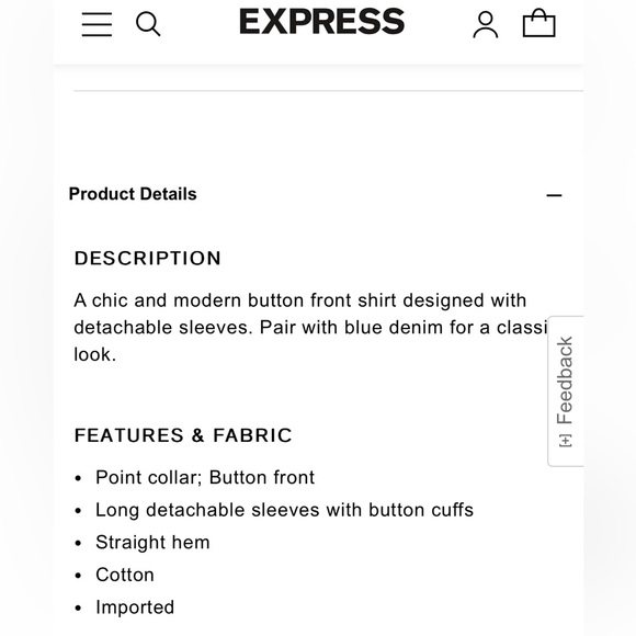 Express white detachable long sleeve poplin cotton button up shirt /vest, 2 in 1 - Picture 4 of 10